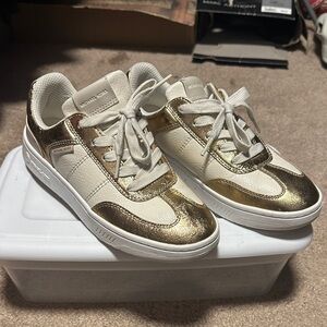 Michael Kors Metallic Gold and Cream Sneakers